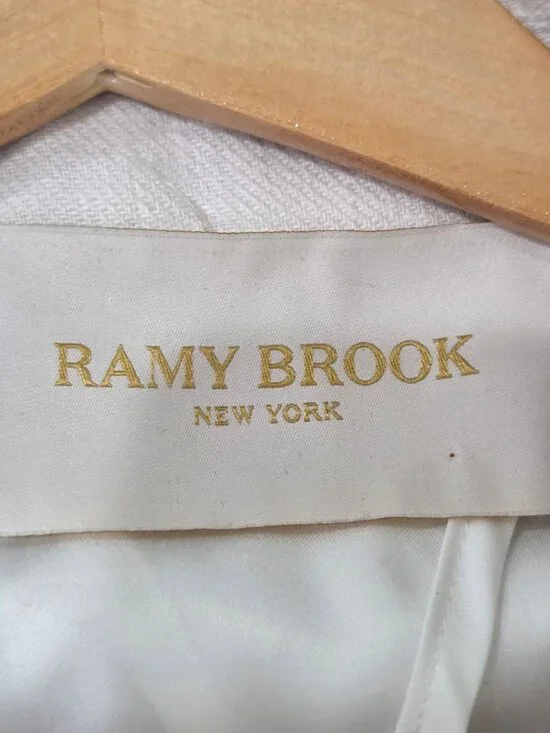 Ramy Brook Emmeline Jacket White Cropped Blazer Gold Buttons Linen Blend Sz 14 - Picture 11 of 13